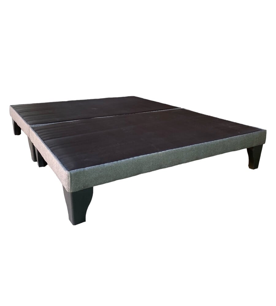 BASE CAMA EUROPEA MUEBLES BARCELONA 2 PLAZAS DIVIDIDA TELA GRIS OSCURO - 1