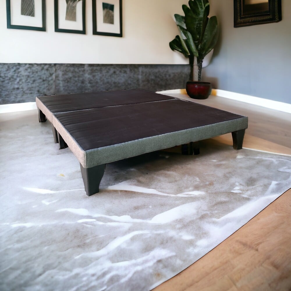 BASE CAMA EUROPEA MUEBLES BARCELONA 2 PLAZAS DIVIDIDA TELA GRIS OSCURO - 2