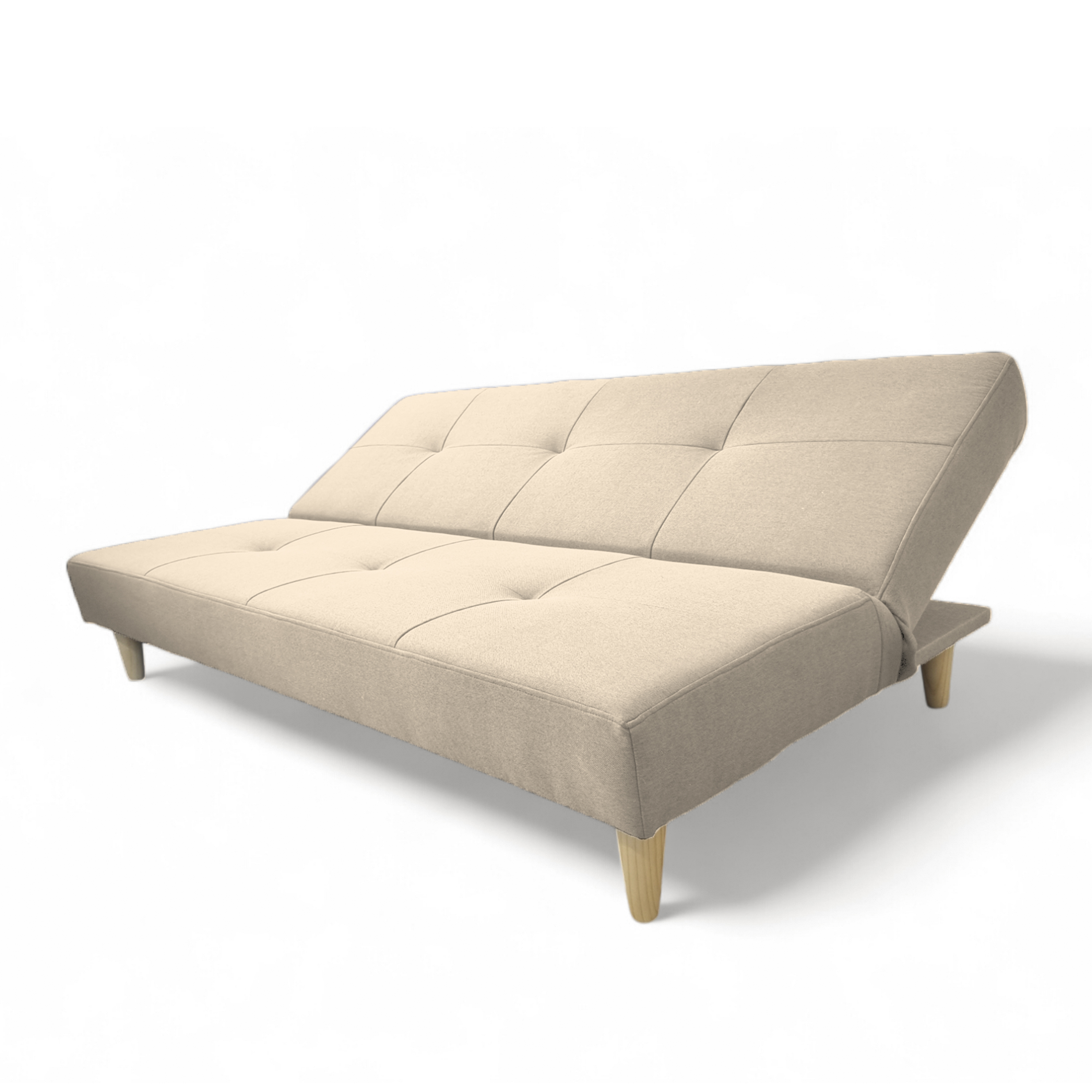 FUTÓN MUEBLES BARCELONA CÓRDOBA 3 CUERPOS LINO BEIGE SOFÁ CAMA TELA - 2