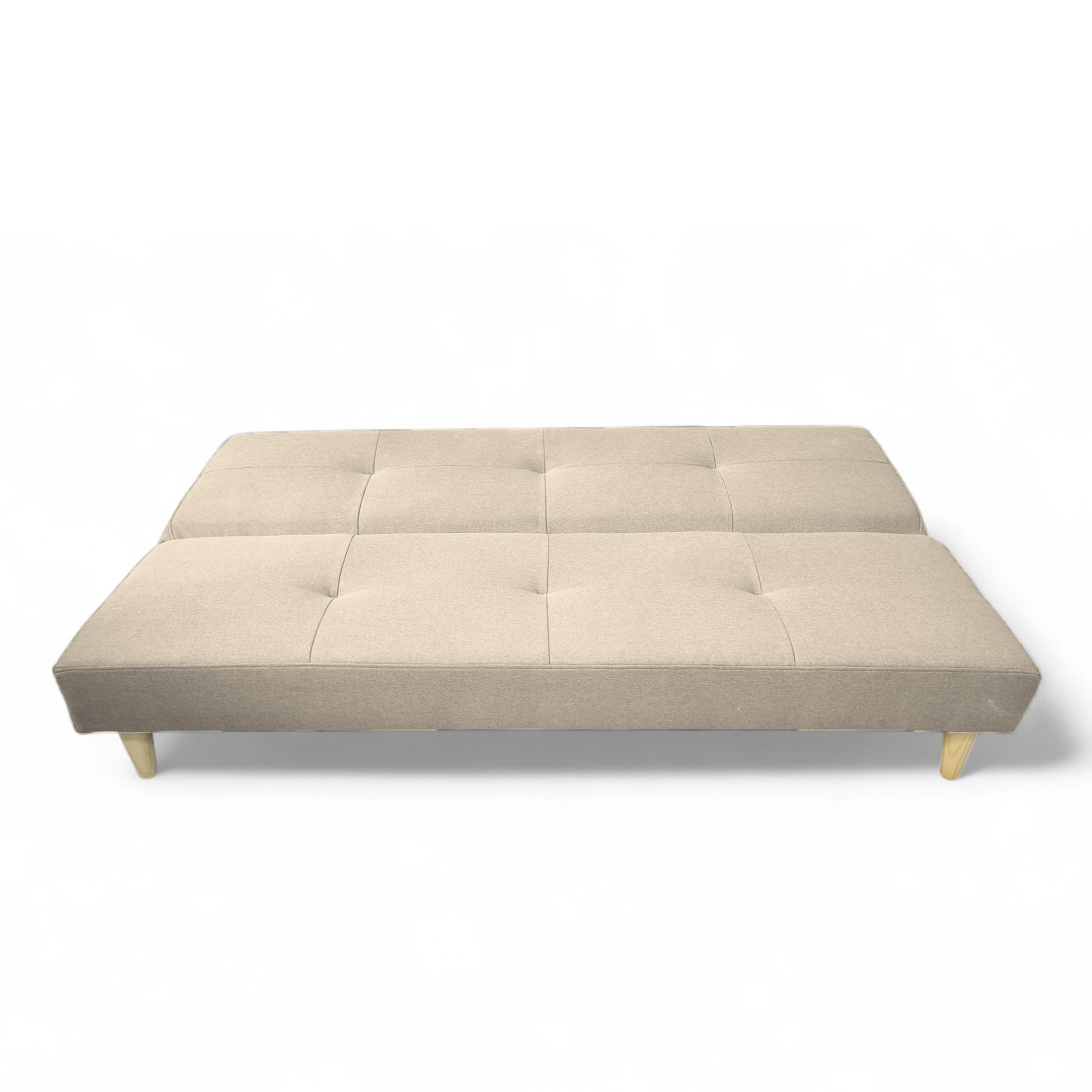 FUTÓN MUEBLES BARCELONA CÓRDOBA 3 CUERPOS LINO BEIGE SOFÁ CAMA TELA - 3
