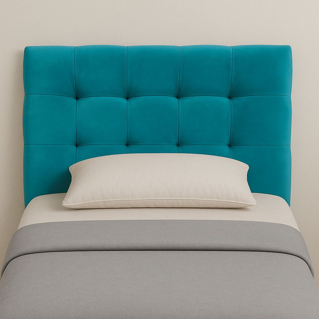 RESPALDO MUEBLES BARCELONA CAMA VALENCIA 1 PLAZA FELPA TURQUESA - 1