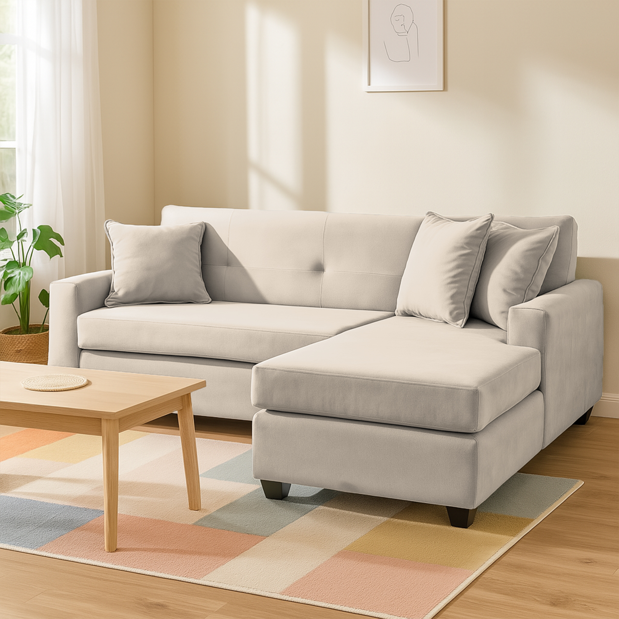 SOFA L INTERCAMBIABLE NEW SEVILLA FELPA BEIGE - 1
