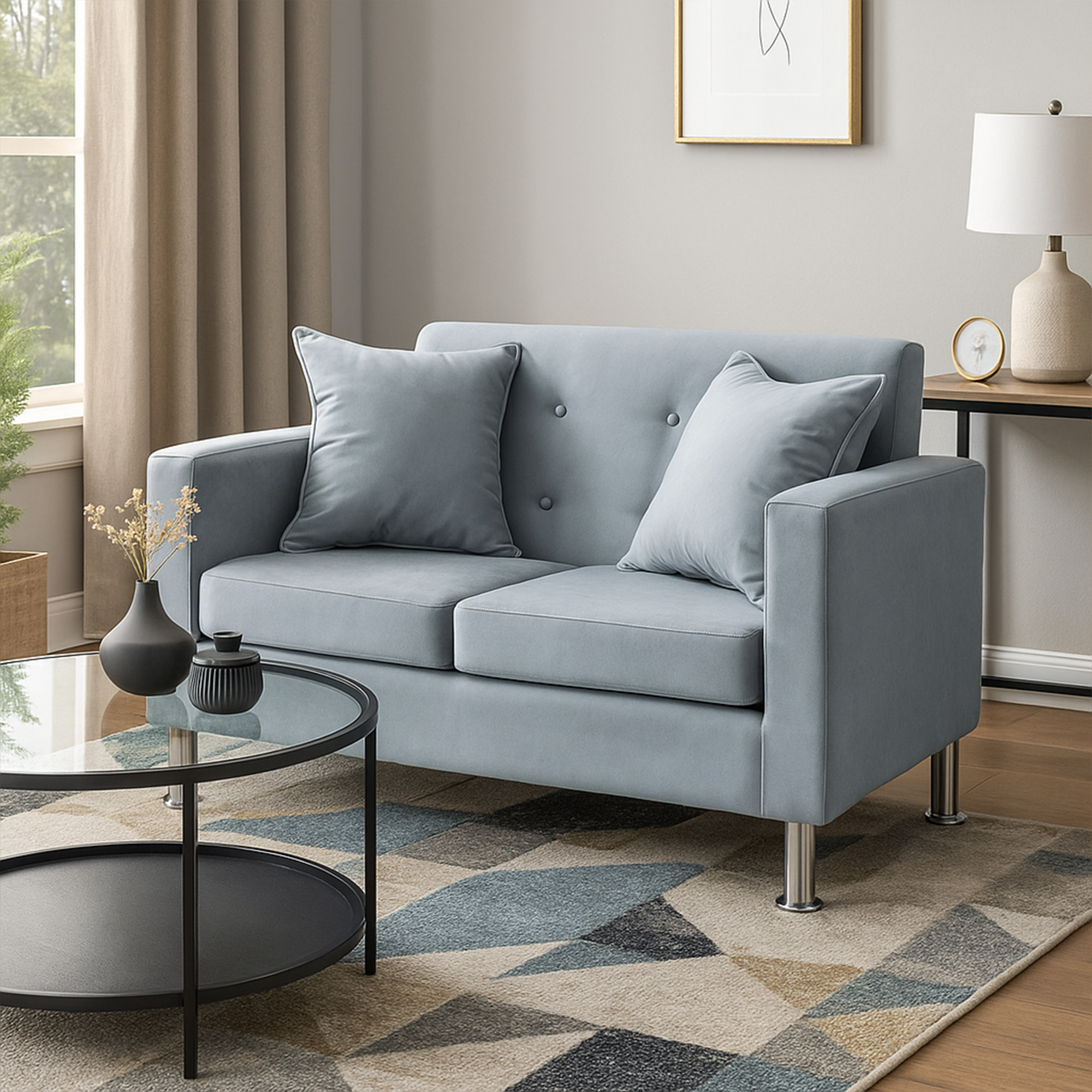 SOFA 2 CUERPOS NEW MALLORCA FELPA GRIS - 1