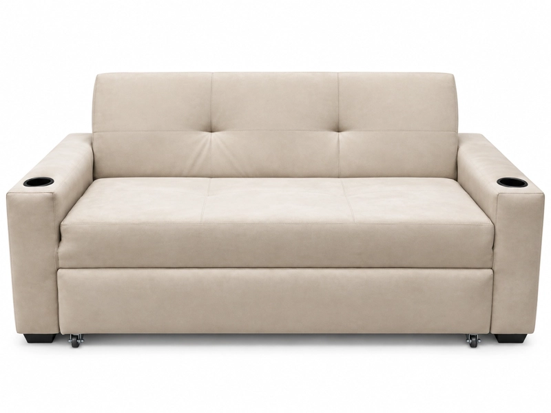 SOFA CAMA ALICANTE 2 PLAZAS FELPA BEIGE - 1