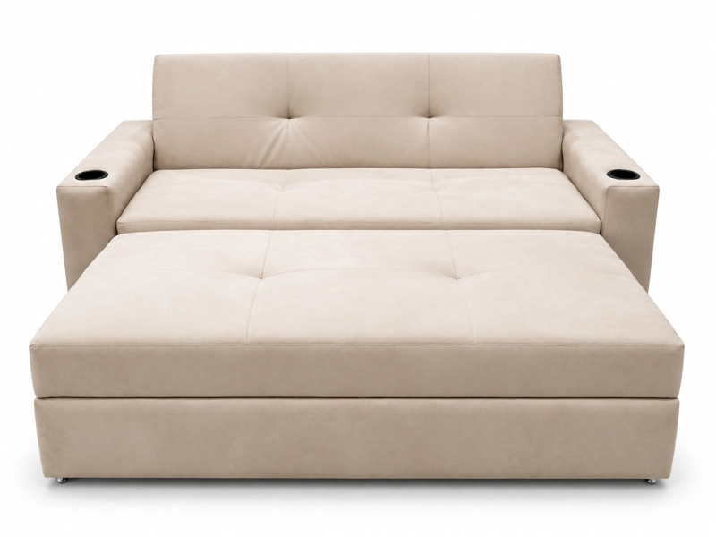 SOFA CAMA ALICANTE 2 PLAZAS FELPA BEIGE - 2