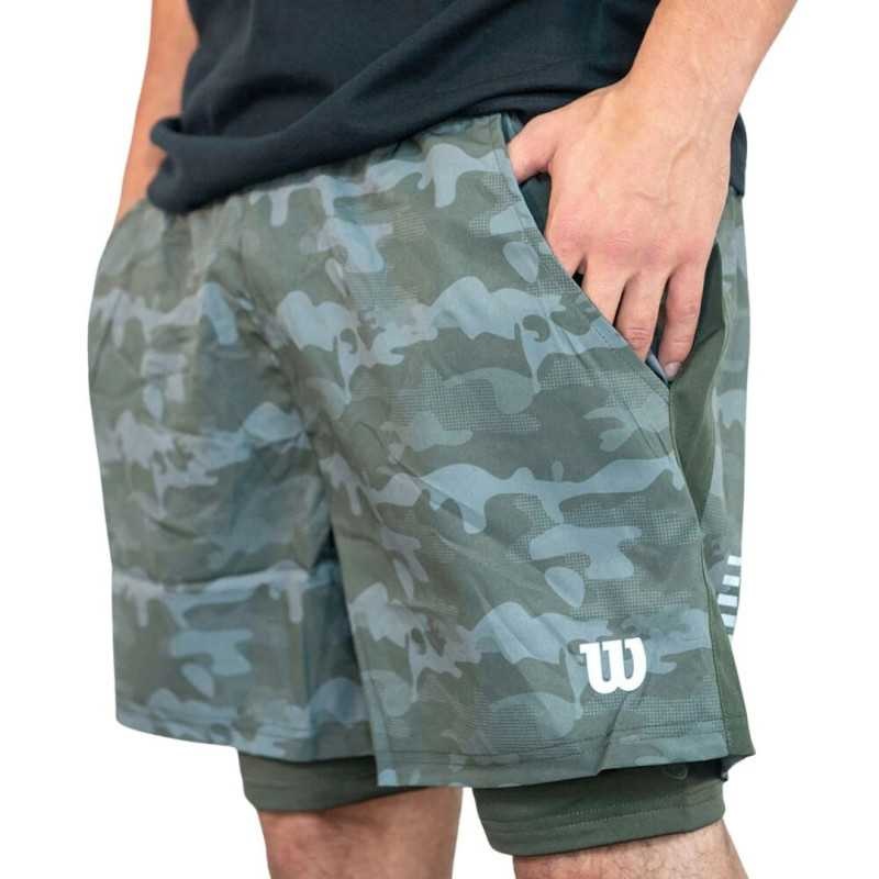 SHORT TENIS HOMBRE WILSON FLEX VERDE CON CALZA PADEL - 1