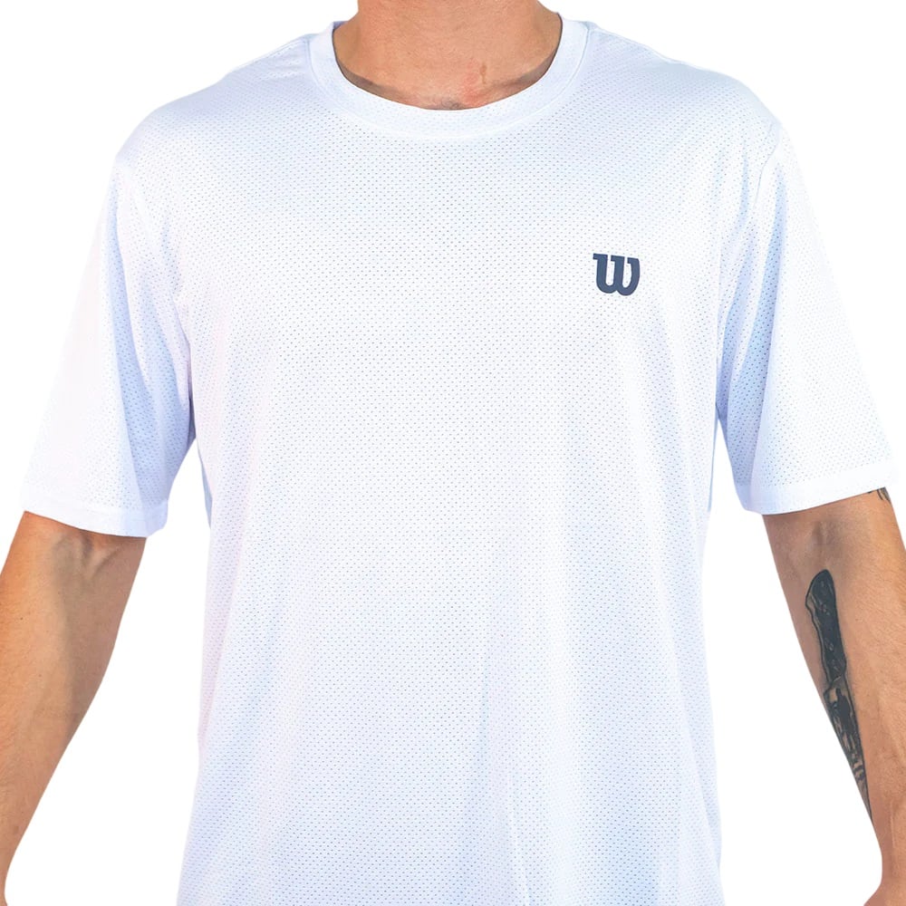 POLERA TENIS HOMBRE WILSON MESH BLANCA PADEL - 1