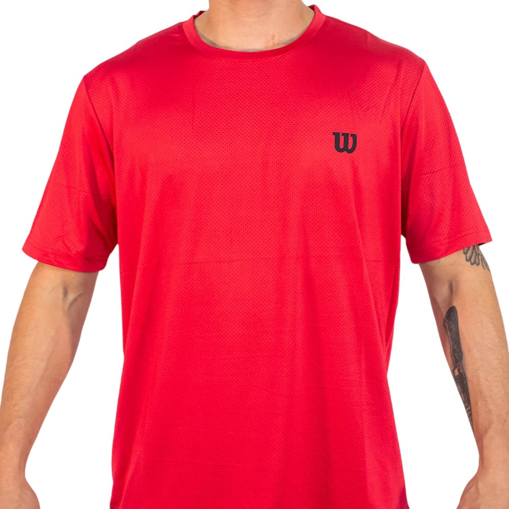 POLERA TENIS HOMBRE WILSON MESH ROJA PADEL - 1