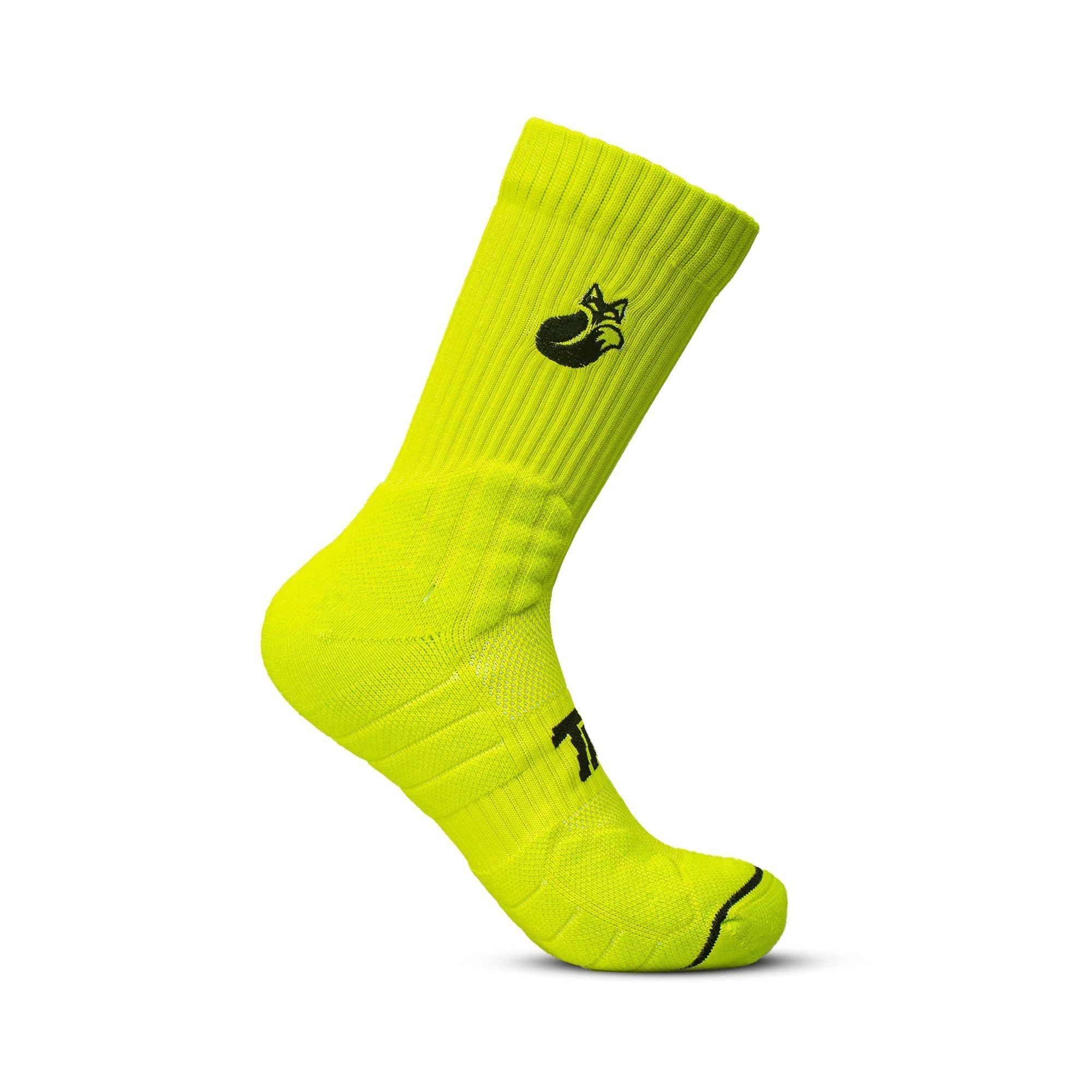 CALCETÍN TILKI CREW D1 LEHINDE AMARILLO FLUOR TENIS PADEL - 1