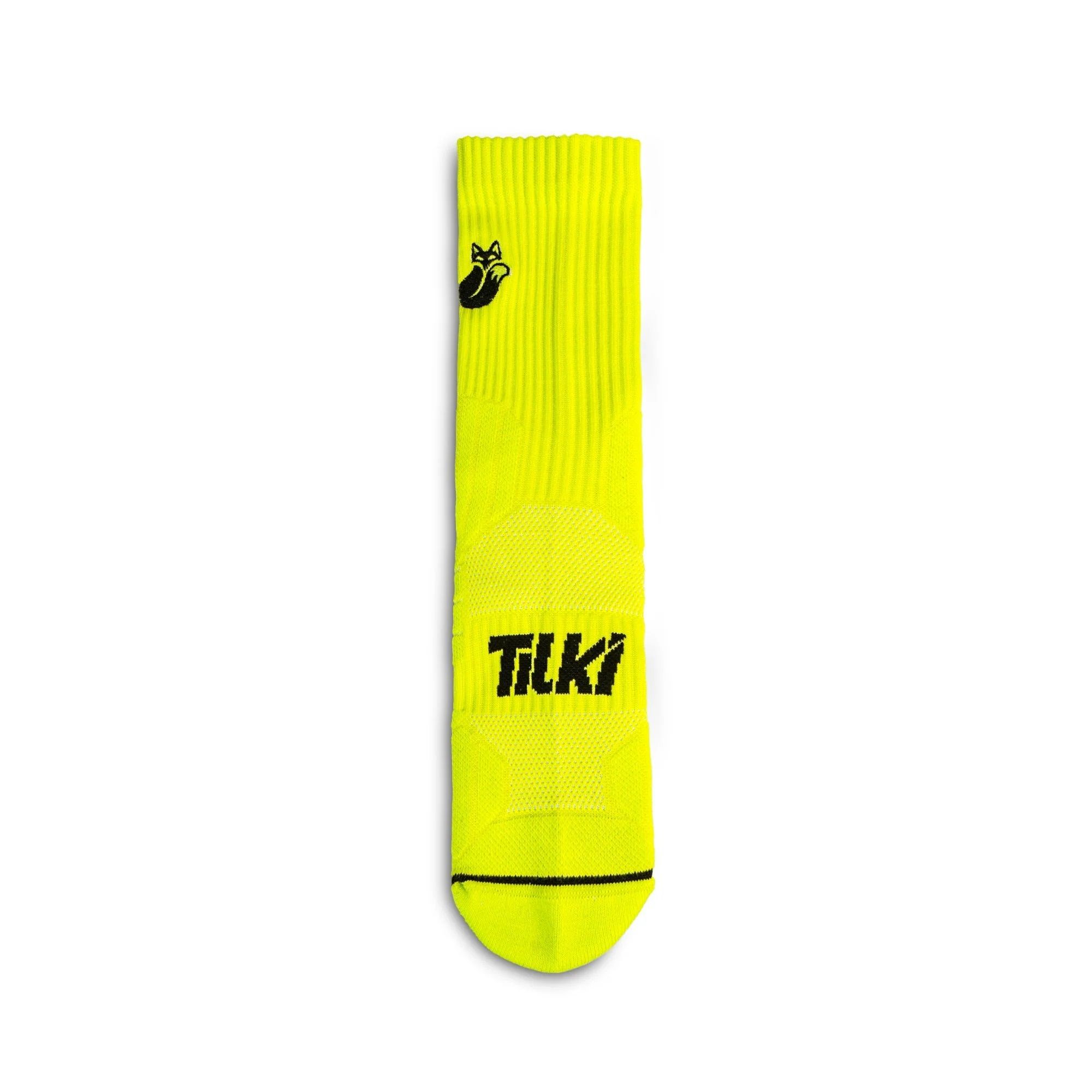 CALCETÍN TILKI CREW D1 LEHINDE AMARILLO FLUOR TENIS PADEL - 2