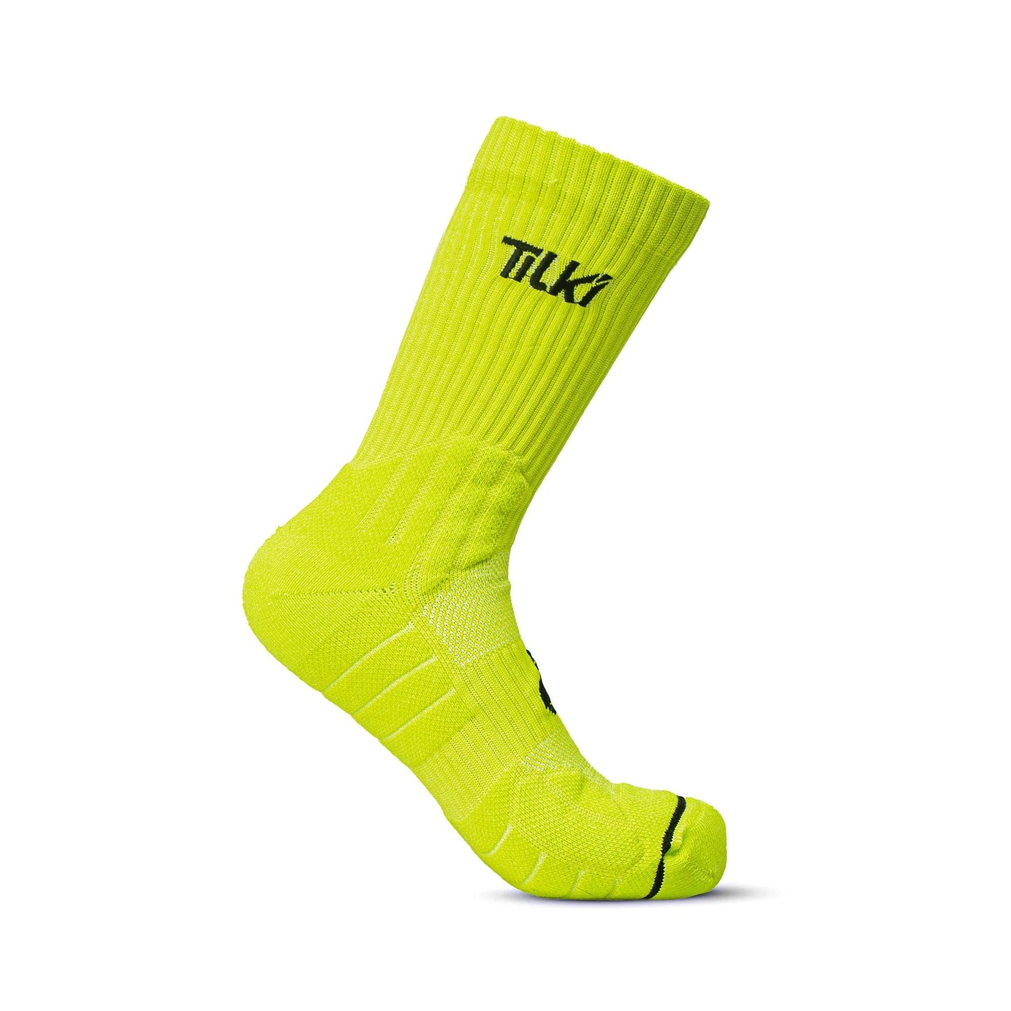 CALCETÍN TILKI CREW D2 LEHINDE AMARILLO FLUOR TENIS PADEL - 1