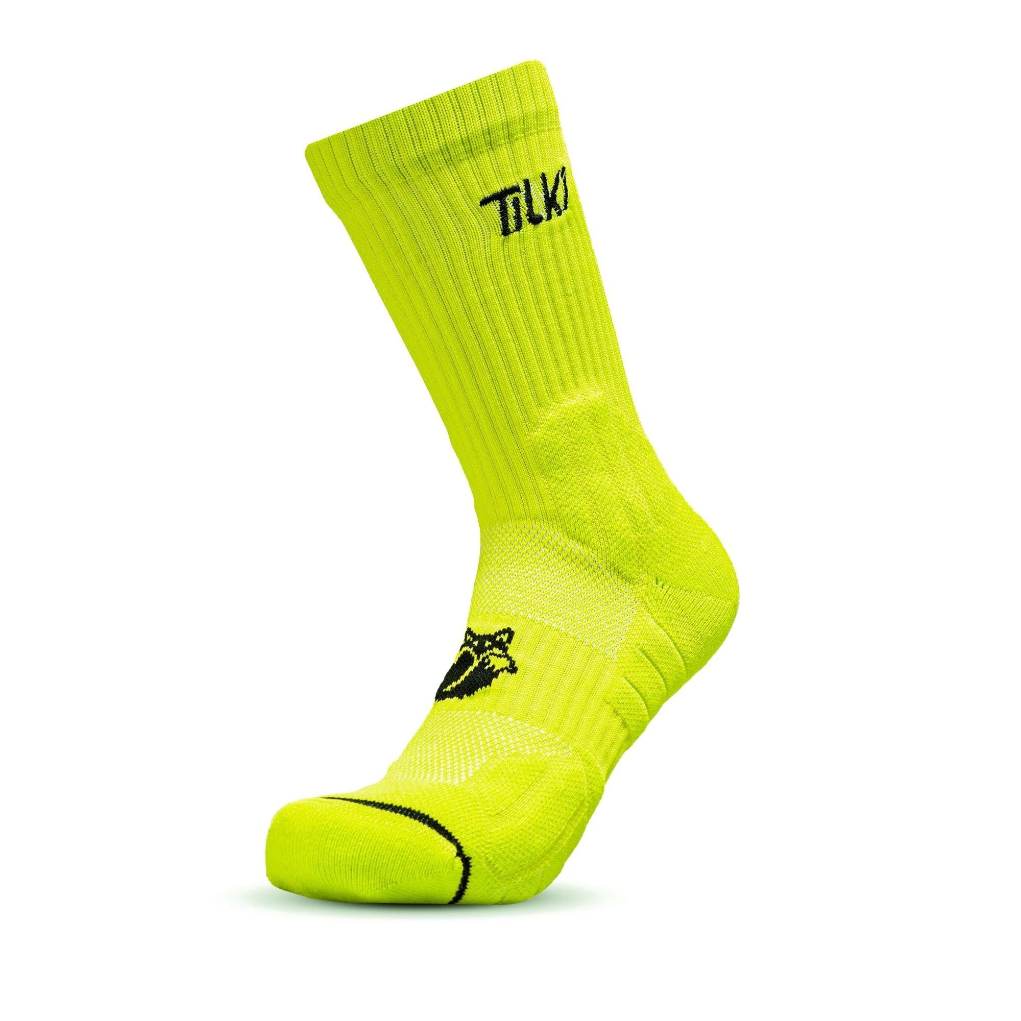 CALCETÍN TILKI CREW D2 LEHINDE AMARILLO FLUOR TENIS PADEL - 2