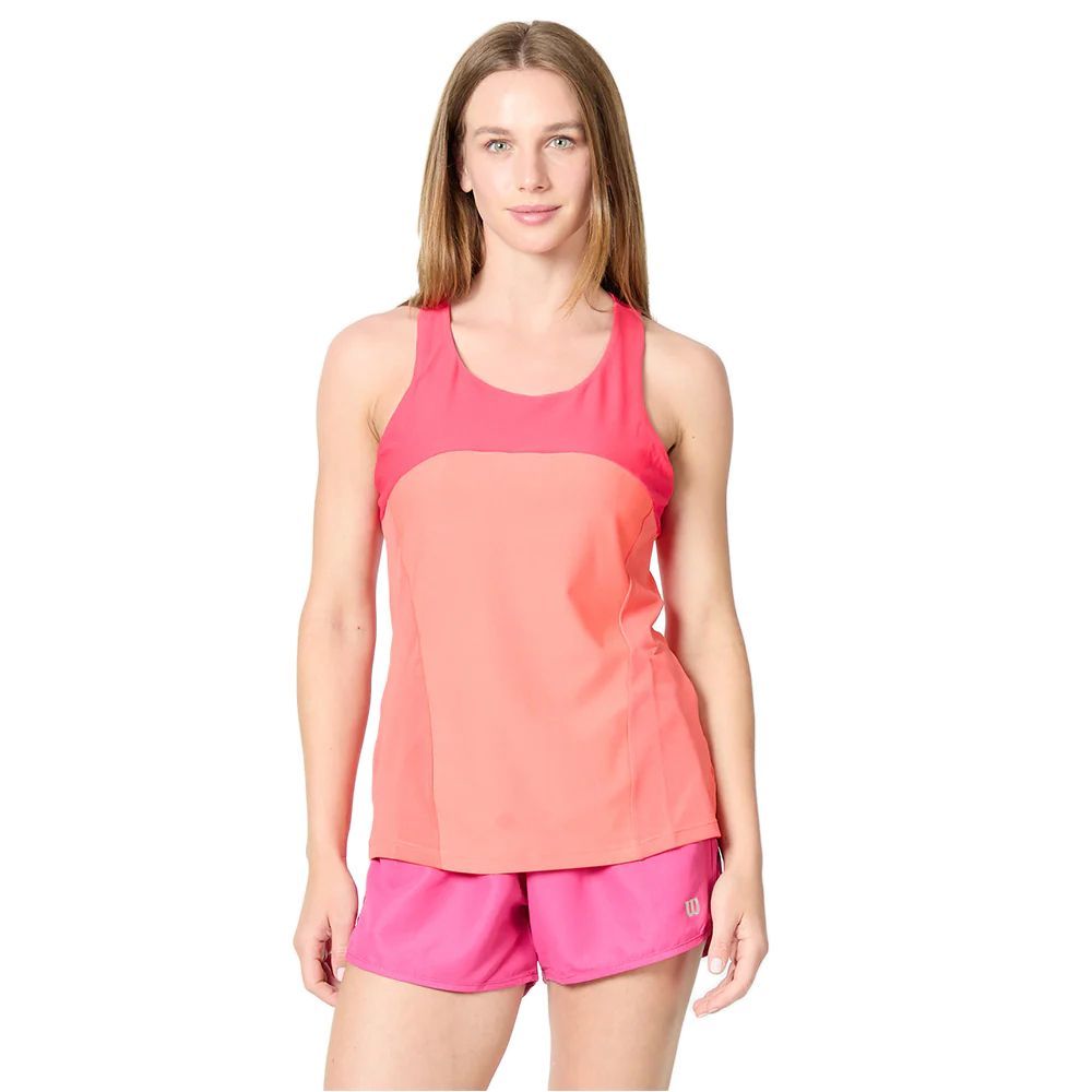 POLERA WILSON MUJER SOLANA RACERBACK NARANJA TENIS PADEL - 1