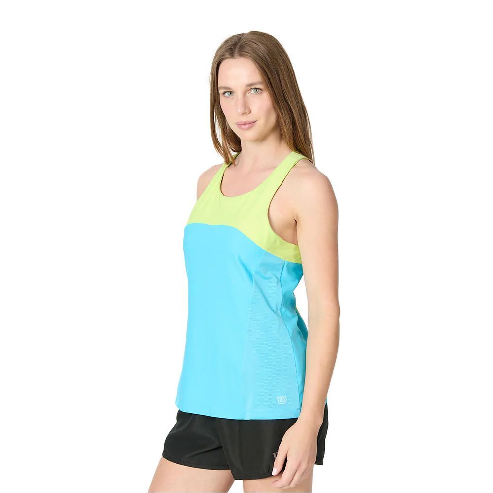 POLERA WILSON MUJER SOLANA RACERBACK CELESTE TENIS PADEL - 1
