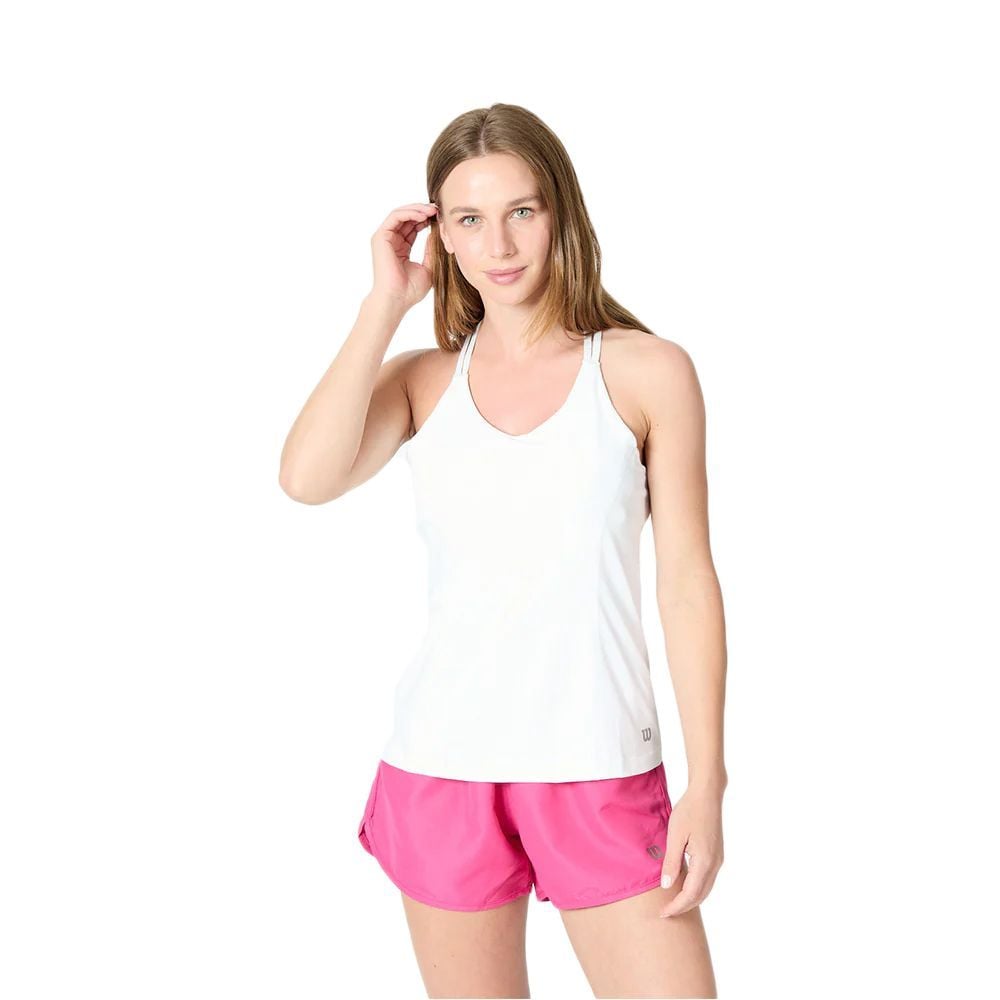 POLERA WILSON MUJER TEAM TANK BLANCA TENIS PADEL - 1