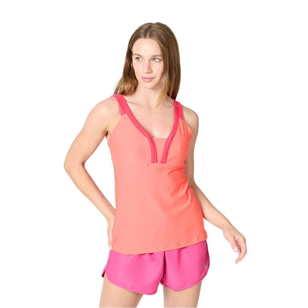 POLERA WILSON MUJER SOLANA V NECK NARANJA TENIS PADEL - 2