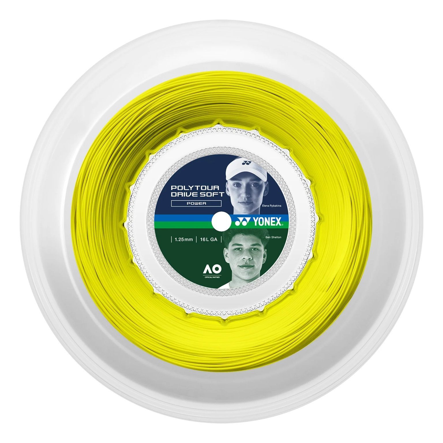 ROLLO DE CUERDA YONEX POLY TOUR DRIVE SOFT EN COLOR AMARILLO 1.25 - 200M - 1