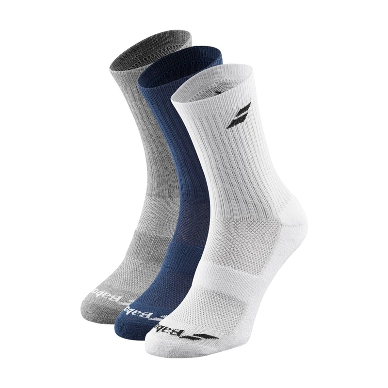 CALCETIN BABOLAT LARGO BLANCO/AZUL/GRIS - 3 PARES - 1