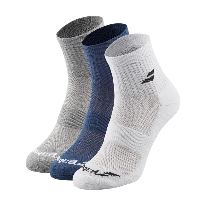 CALCETIN BABOLAT QUARTER BLANCO/AZUL/GRIS - 3 PARES TENIS PADEL - 1