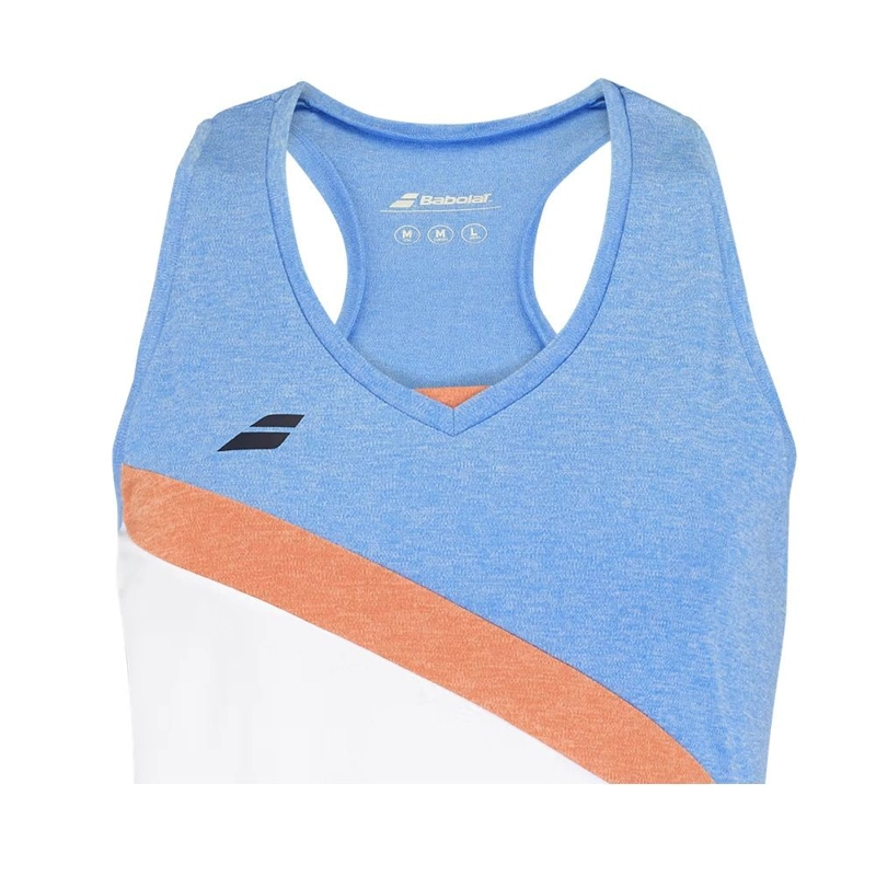 POLERA BABOLAT PLAY TANK TOP WOMEN BLANCA/AZUL TENIS PADEL - 3