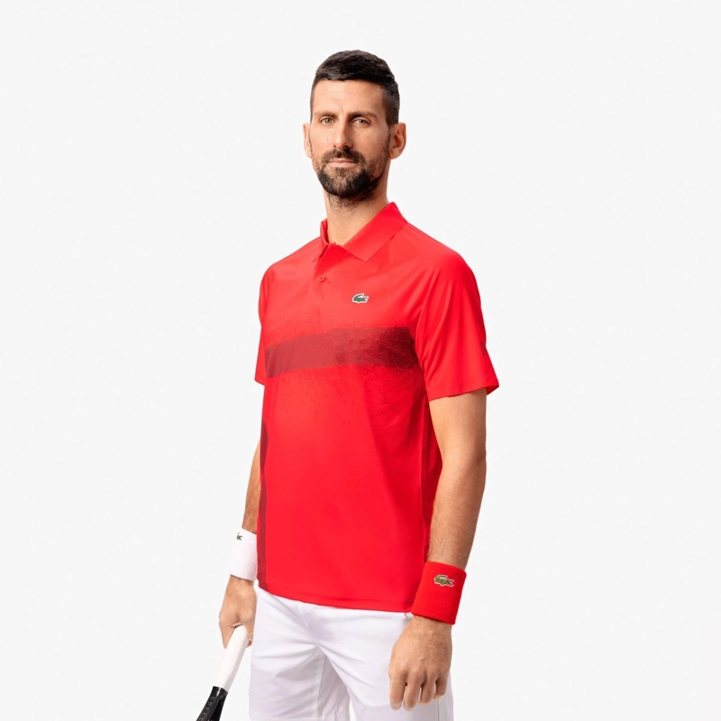 POLERA LACOSTE POLO NOVAK DJOKOVIC ULTRA DRY ROJA TENIS - 1