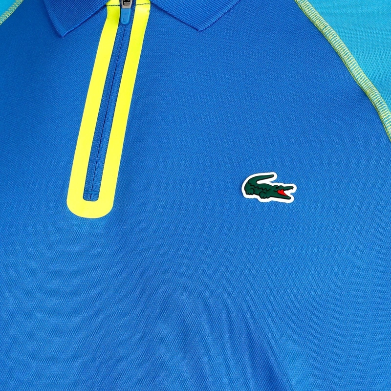 POLERA LACOSTE POLO ULTRA DRY AZUL/AMARILLO TENIS - 3