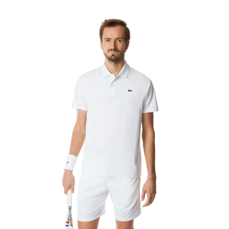 POLERA LACOSTE POLO DANIIL MEDVEDEV ULTRA DRY BLANCA TENIS - 1