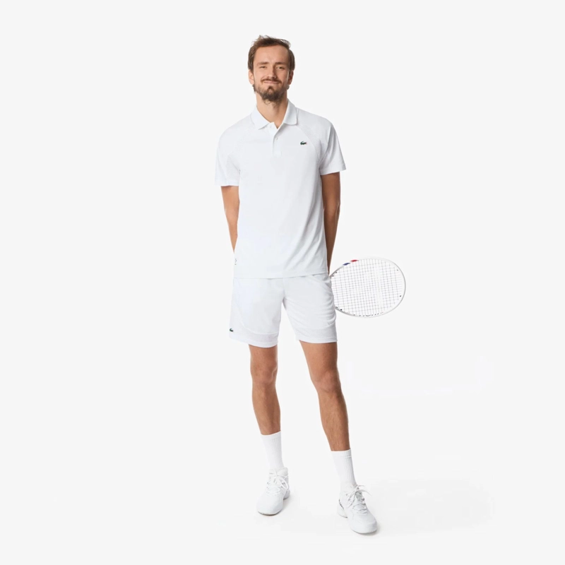 POLERA LACOSTE POLO DANIIL MEDVEDEV ULTRA DRY BLANCA TENIS - 3