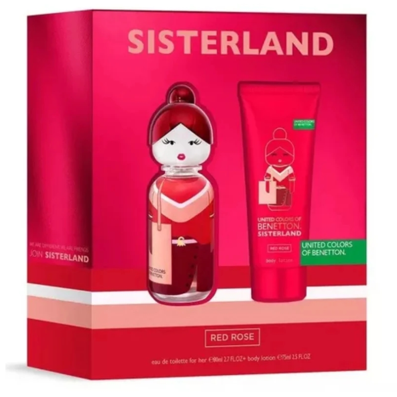 BENETTON SISTERLAND RED ROSE EDT 80ML + BODY LOTION 75ML - 1