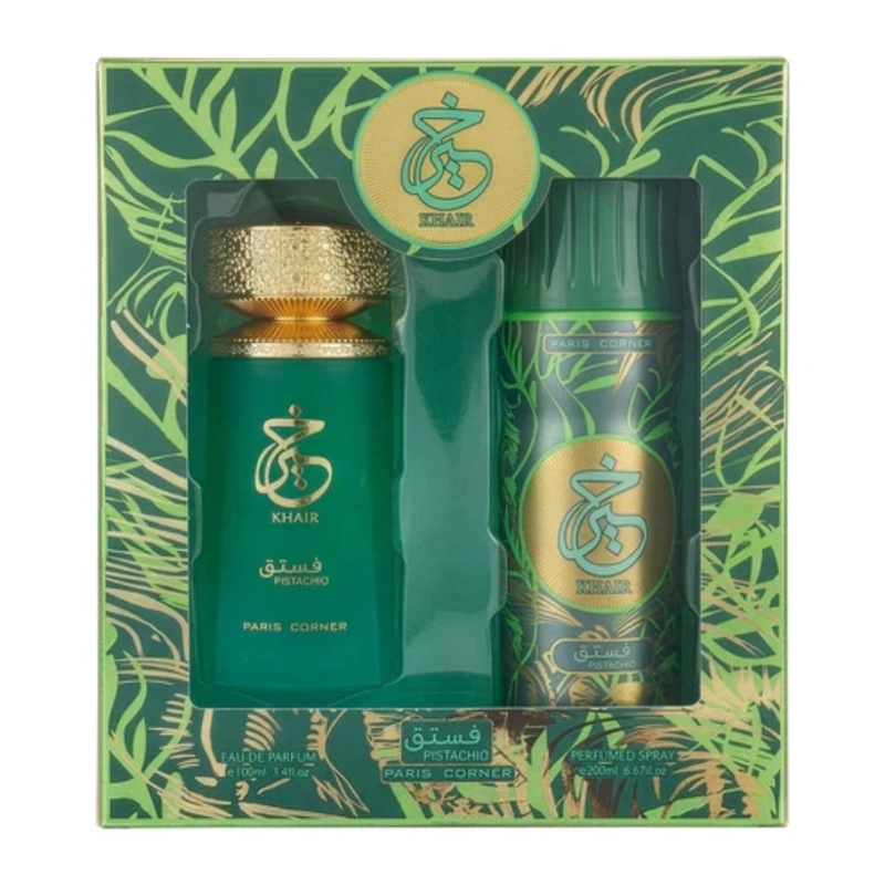 SET PARIS CORNER KHAIR PISTACHIO EDP 100 ML + SPRAY 200 ML - 1