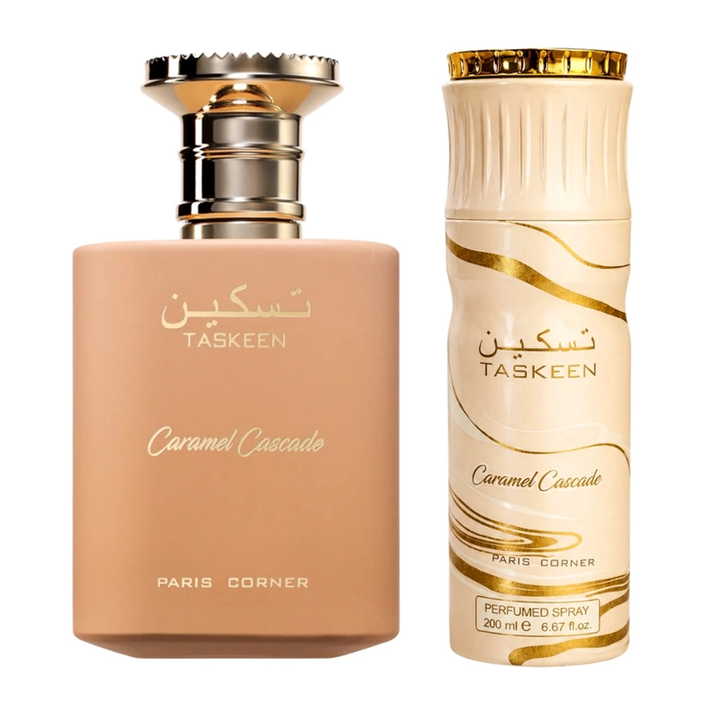 SET PARIS CORNER TASKEEN CARAMEL CASCADE EDP 100 ML + SPRAY 200 ML - 2