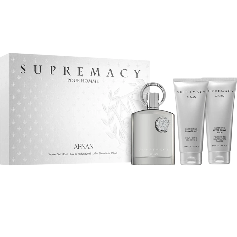 SET AFNAN SUPREMACY SILVER POUR HOMME EDP 100ML+SG+ASH - 1