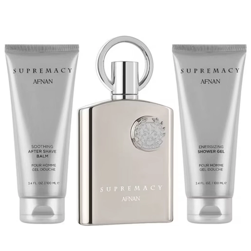 SET AFNAN SUPREMACY SILVER POUR HOMME EDP 100ML+SG+ASH - 2