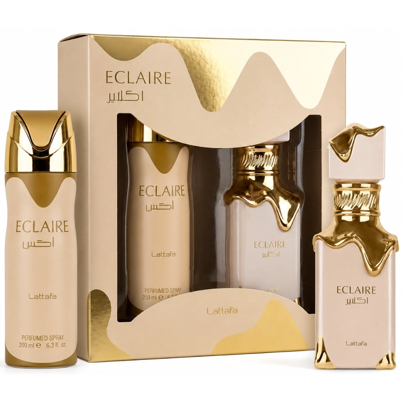 SET LATTAFA ECLAIRE WITH 100ML EDP + 200ML PERFUMED SPRAY (2 PCS GIFT) - 1