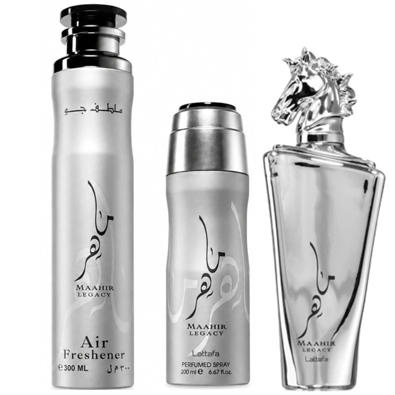 SET LATTAFA MAAHIR LEGACY WITH 100ML EDP + 200ML DEO + 300ML AIR FRESHNER (3 PCS GIFT) - 2