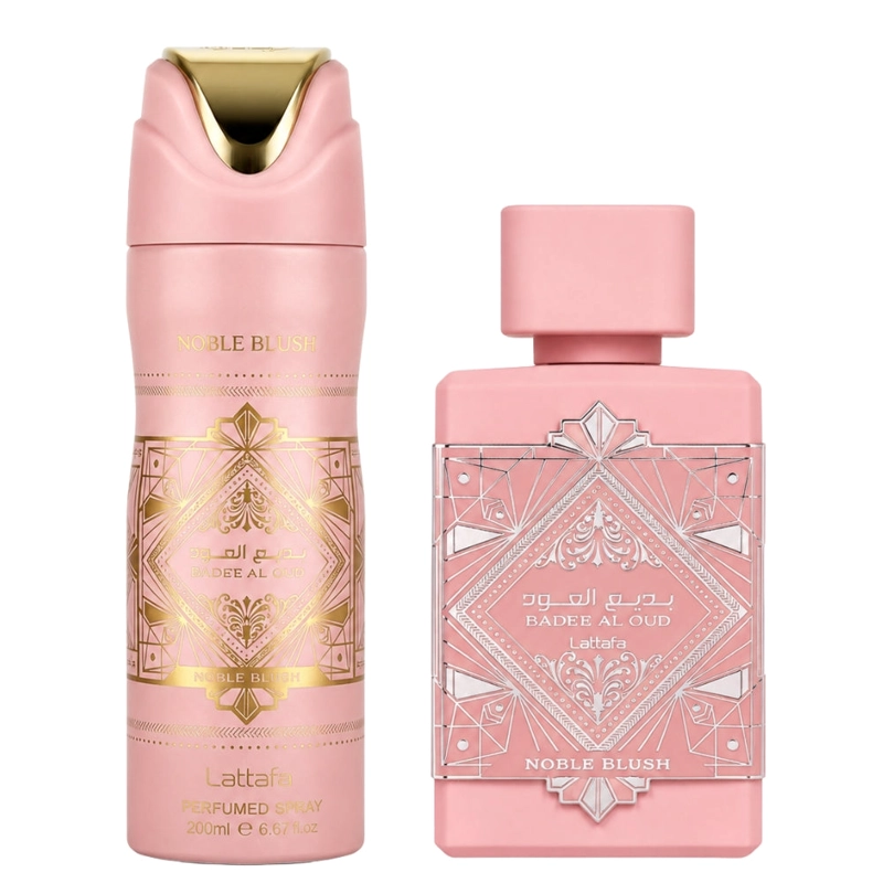 SET LATTAFA BADEE AL OUD NOBLE BLUSH WITH 100ML EDP + 200ML PERFUME SPRAY (2PCS GIFT) - 2