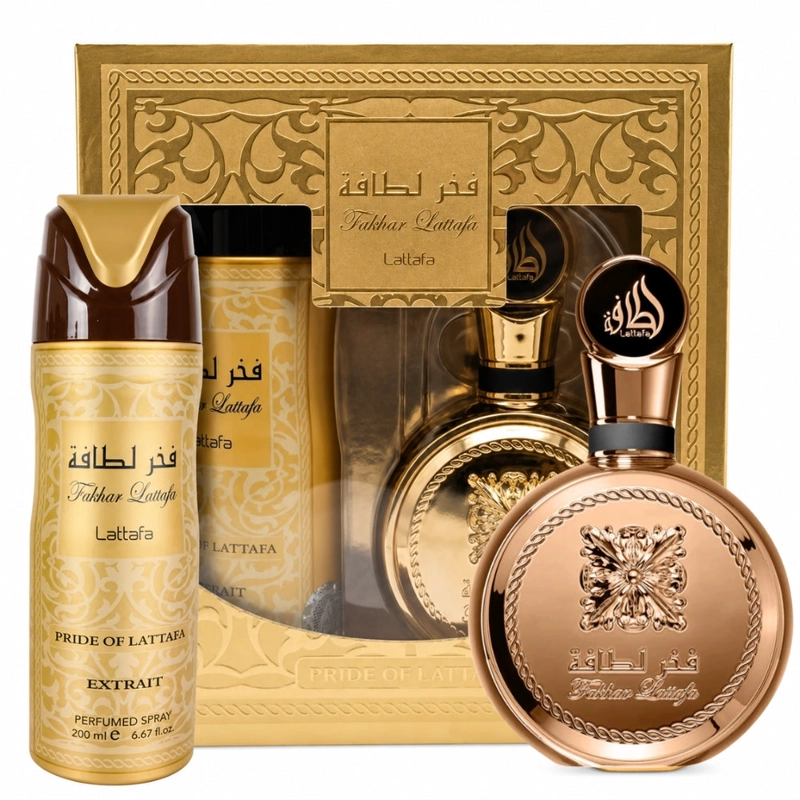 SET LATTAFA FAKHAR EXTRAT EDP 100 ML +  SPRAY 200 ML - 1