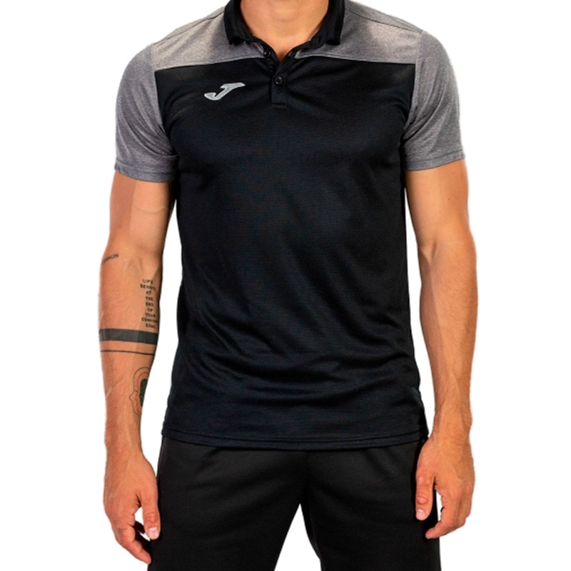 POLERA POLO HOMBRE HOBBY II NEGRO GRIS JOMA - 2