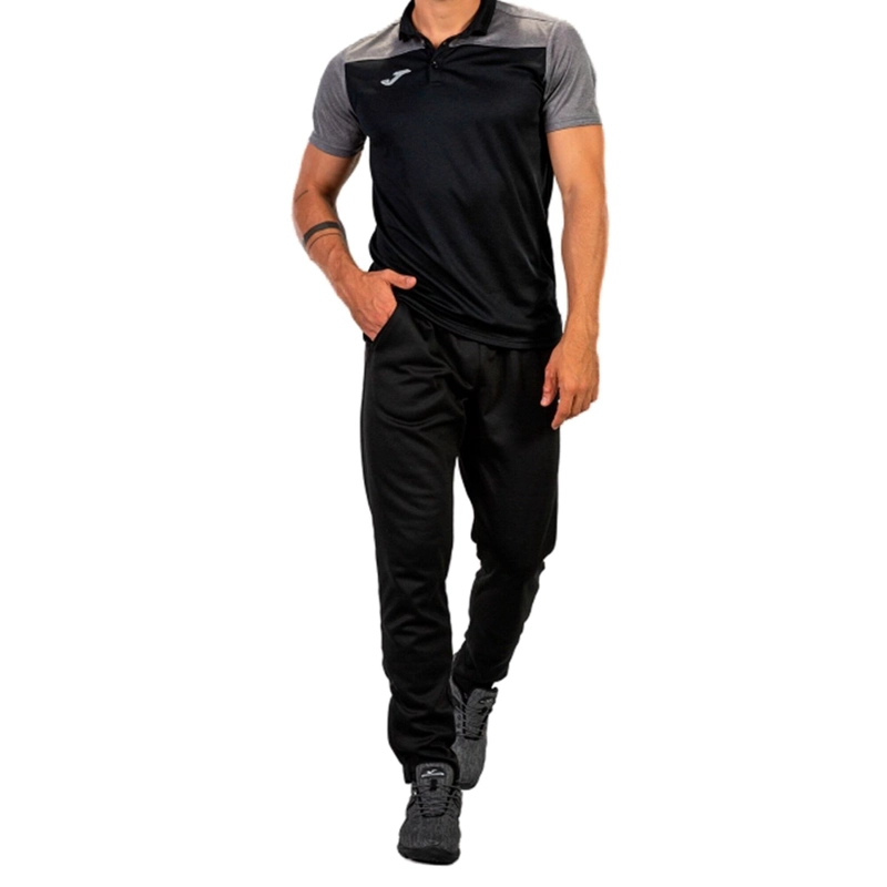POLERA POLO HOMBRE HOBBY II NEGRO GRIS JOMA - 3