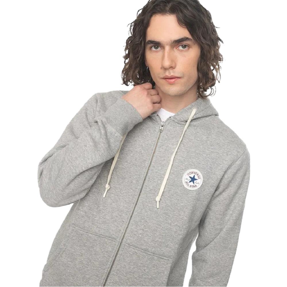 POLERÓN ALGODÓN HOMBRE CONVERSE GRIS HOODIE CORE FULL ZIP - 4