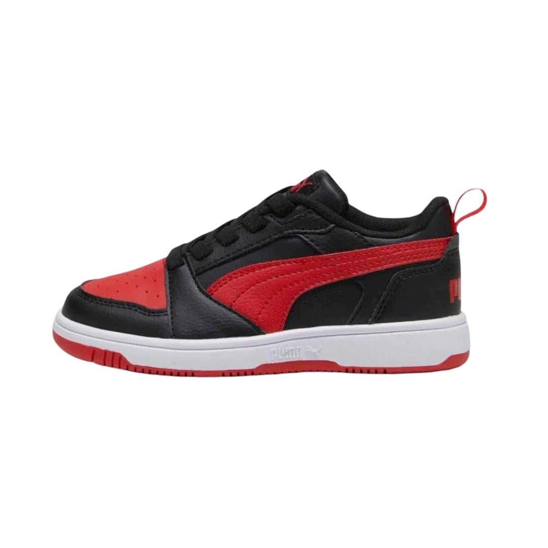 ZAPATILLA KIDS REBOUND V6 LOW EN COLOR NEGRO EN COLOR ROJO PUMA - 1