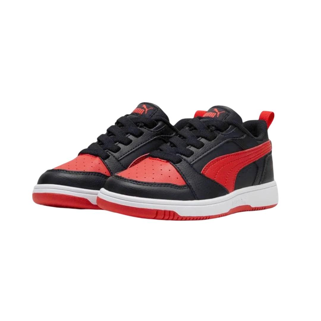 ZAPATILLA KIDS REBOUND V6 LOW EN COLOR NEGRO EN COLOR ROJO PUMA - 2