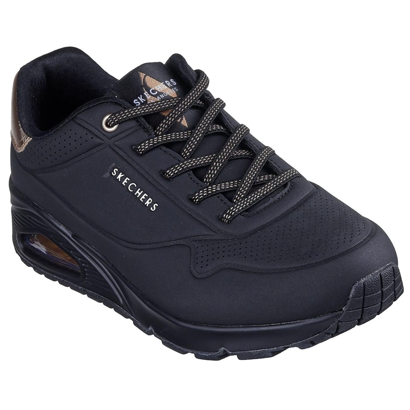 ZAPATILLA MUJER UNO NEGRO DORADO SKECHERS - 1