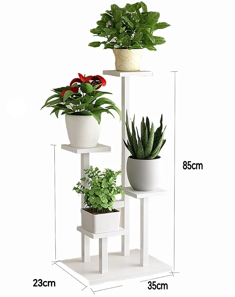 SOPORTE DE MACETEROS TUBOS BLANCO MADERA BLANCA - 2
