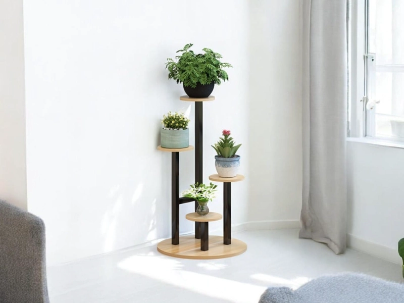 ESTANTE SOPORTE PARA PLANTAS MACETERO MULTIUSO DE 4 NIVELES NEGRO - 3
