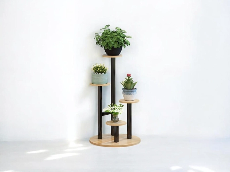 ESTANTE SOPORTE PARA PLANTAS MACETERO MULTIUSO DE 4 NIVELES NEGRO - 4