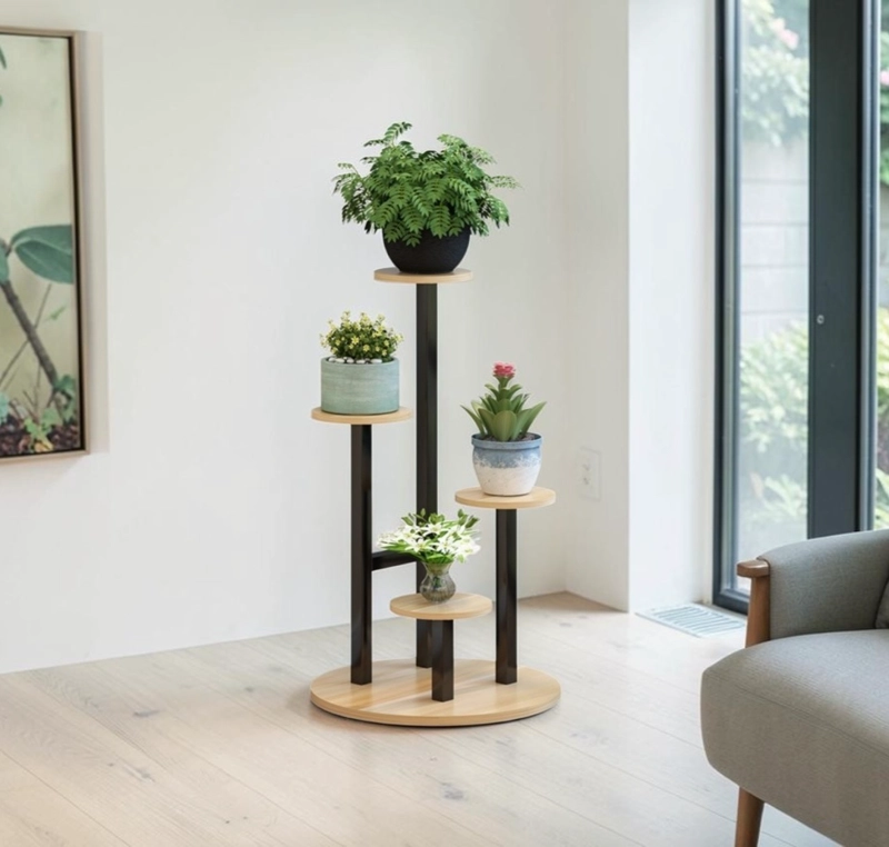 ESTANTE SOPORTE PARA PLANTAS MACETERO MULTIUSO DE 4 NIVELES NEGRO - 5