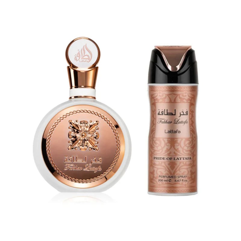 SET PERFUME MUJER LATTAFA FAKHAR EDP 100ML + DEO SPRAY 200ML | AROMAS SOFISTICADOS | 2 PCS | - 2