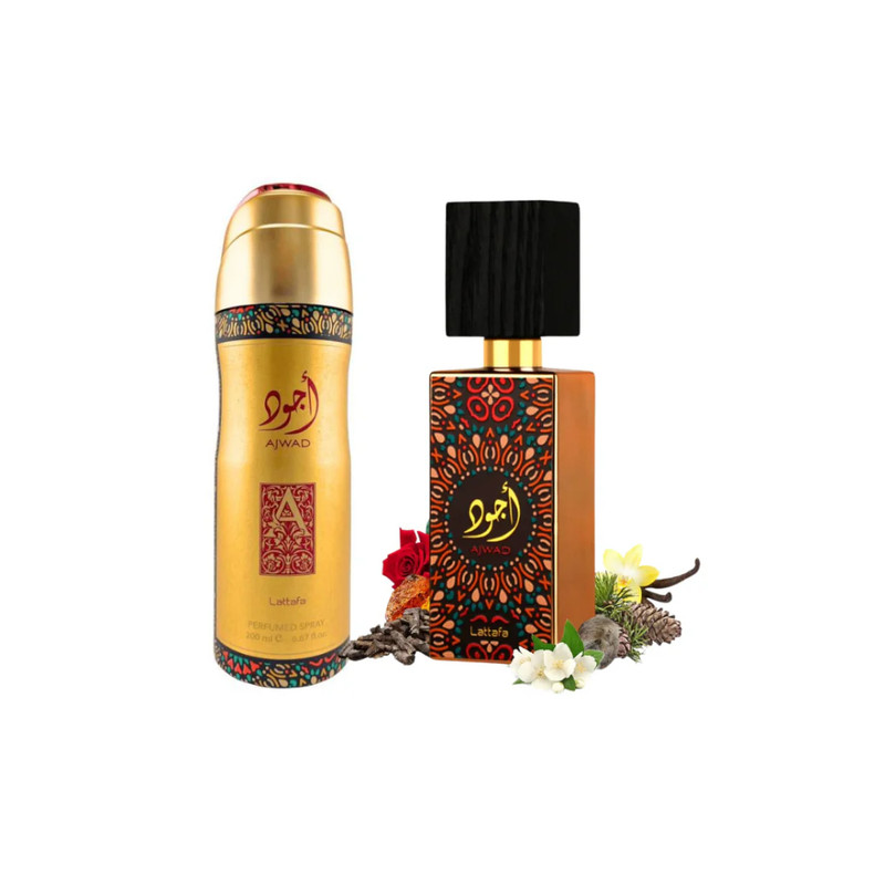 SET LATTAFA UNISEX AJWAD EDP 60 ML + DEO SPRAY 200 ML (2 PIEZAS) - EXCLUSIVIDAD Y ESTILO - 2