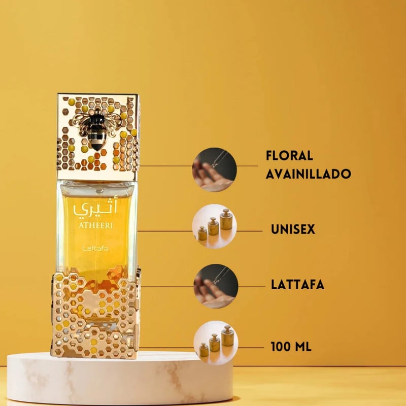 PERFUME UNISEX LATTAFA ATHEERI EDP 100 ML - EXQUISITO Y ORIENTAL CON NOTAS DULCES - 3